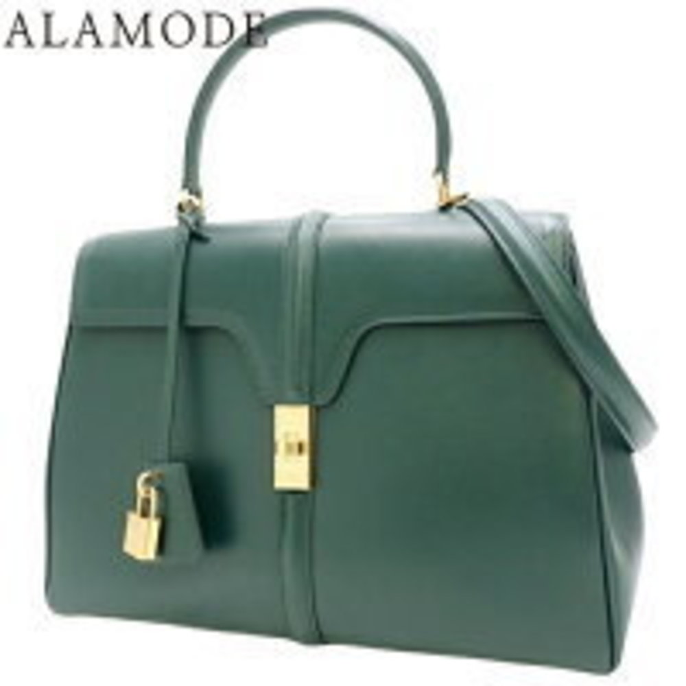 CELINE Classic Saise Handbag Satin Calfskin Amazon Dark Green